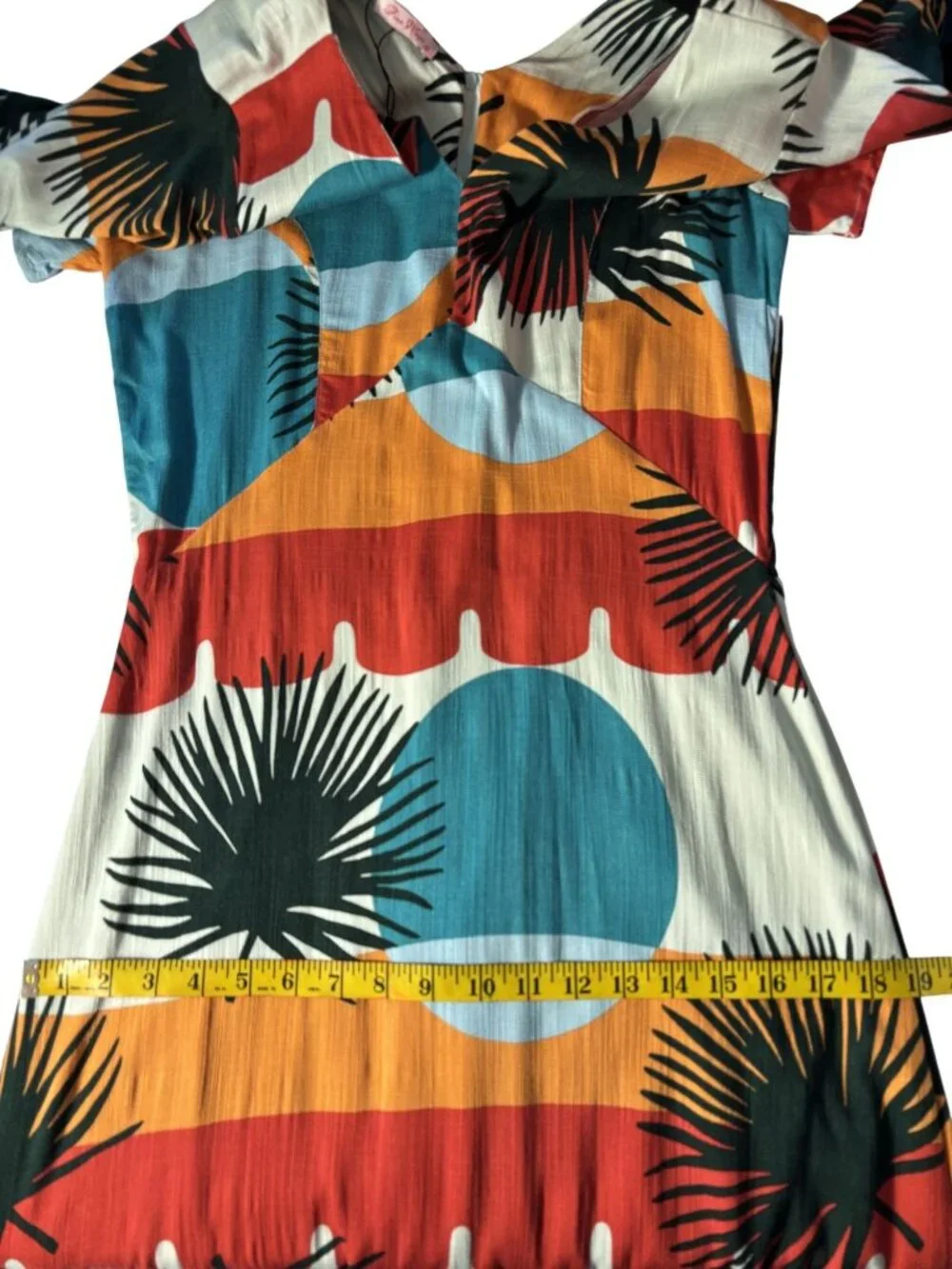 Bohemian Maxi Dress With Short Sleeves & V-Neckline Vibrant Multicolor Size M - Picture 8 of 13